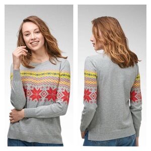 Gap 100% Cotton Snowflake Fair Isle Pullover Sweater Long Sleeves